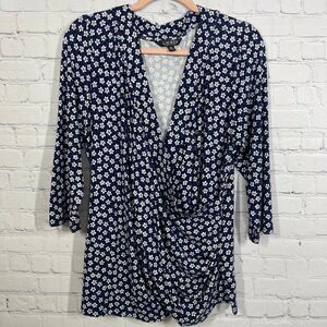 Ralph Lauren Black Label Womens 2X V Neck Wrap Top
